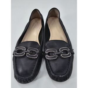 Coach Fortunata Black Casual Loafers Flats‎ Women's Soft leather shoes Size 6B